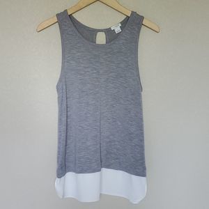 J Crew gray white sleeveless blouse tunic top S
